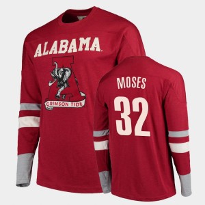Men's Alabama Crimson Tide #32 Dylan Moses Crimson Football Long Sleeve Old School T-Shirt 169674-812