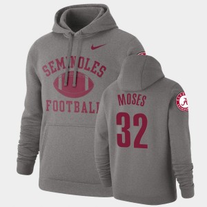 Men's Alabama Crimson Tide #32 Dylan Moses Heathered Gray Pullover Retro Football Hoodie 984569-633