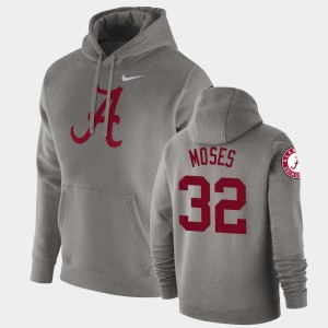 Men's Alabama Crimson Tide #32 Dylan Moses Heathered Gray Fleece Pullover Vault Logo Club Hoodie 572938-818