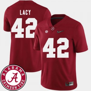 Men's Alabama Crimson Tide #42 Eddie Lacy Crimson 2018 SEC Patch College Football Jersey 344091-534