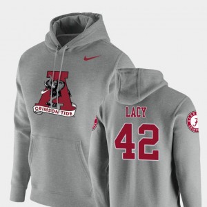 Men's Alabama Crimson Tide #42 Eddie Lacy Heathered Gray Pullover Vault Logo Club Hoodie 221543-747