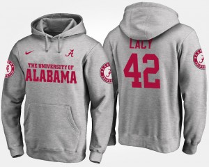 Men's Alabama Crimson Tide #42 Eddie Lacy Gray Name and Number Hoodie 672254-765