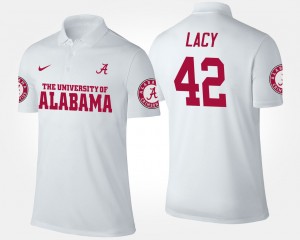 Men's Alabama Crimson Tide #42 Eddie Lacy White Name and Number Polo 443047-341