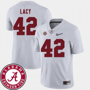 Men's Alabama Crimson Tide #42 Eddie Lacy White 2018 SEC Patch College Football Jersey 948325-780