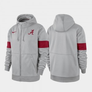 Men's Alabama Crimson Tide Gray Performance Full-Zip 2019 Sideline Therma-FIT Hoodie 661796-221