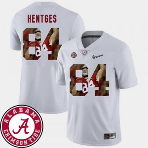 Men's Alabama Crimson Tide #84 Hale Hentges White Football Pictorial Fashion Jersey 305627-152