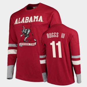 Men's Alabama Crimson Tide #11 Henry Ruggs III Crimson Football Long Sleeve Old School T-Shirt 425442-690