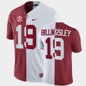 Men's Alabama Crimson Tide #19 Jahleel Billingsley White Crimson Split Jersey 159401-804
