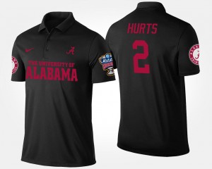 Men's Alabama Crimson Tide #2 Jalen Hurts Black Sugar Bowl Name and Number Bowl Game Polo 996494-225