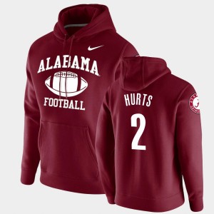 Men's Alabama Crimson Tide #2 Jalen Hurts Crimson Pullover Retro Football Hoodie 453270-442