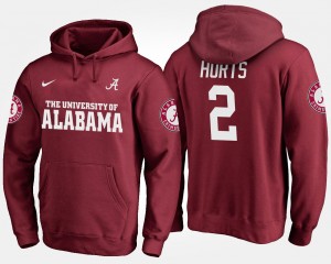 Men's Alabama Crimson Tide #2 Jalen Hurts Crimson Name and Number Hoodie 750426-656