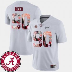 Men's Alabama Crimson Tide #90 Jarran Reed White Football Pictorial Fashion Jersey 312646-453