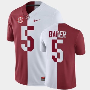 Men's Alabama Crimson Tide #5 Javon Baker White Crimson Split Jersey 528481-613