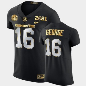 Men's Alabama Crimson Tide #16 Jayden George Black Golden Edition 2021 National Championship Jersey 286207-598