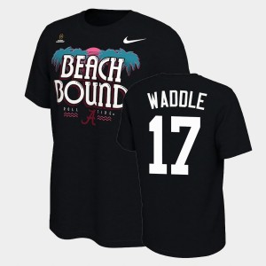 Men's Alabama Crimson Tide #17 Jaylen Waddle Black Bound College Football Playoff 2021 National Championship T-Shirt 898442-992