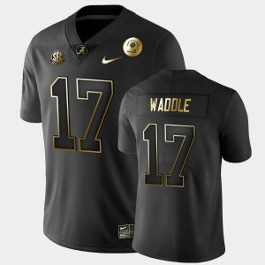 Men's Alabama Crimson Tide #17 Jaylen Waddle Black Golden Edition 2021 Rose Bowl Jersey 376111-316
