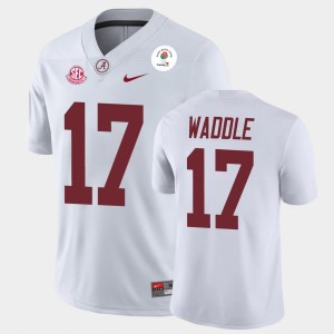 Men's Alabama Crimson Tide #17 Jaylen Waddle White Champions 2021 Rose Bowl Jersey 738335-831