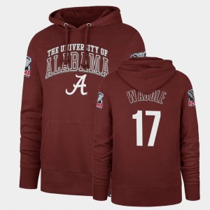 Men's Alabama Crimson Tide #17 Jaylen Waddle Cardinal Headline Double Decker Hoodie 605650-511