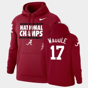 Men's Alabama Crimson Tide #17 Jaylen Waddle Crimson Pullover 2020 National Champions Hoodie 758067-965