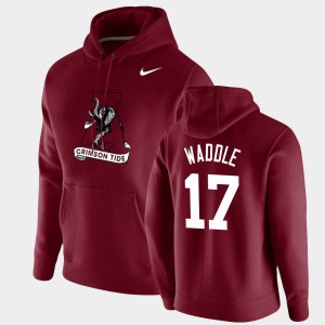 Men's Alabama Crimson Tide #17 Jaylen Waddle Crimson Pullover Vintage School Logo Hoodie 665639-226
