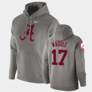 Men's Alabama Crimson Tide #17 Jaylen Waddle Heathered Gray Fleece Pullover Vault Logo Club Hoodie 423057-551