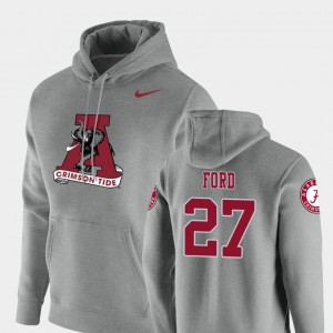 Men's Alabama Crimson Tide #27 Jerome Ford Heathered Gray Pullover Vault Logo Club Hoodie 977019-584