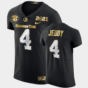 Men's Alabama Crimson Tide #4 Jerry Jeudy Black Golden Edition 2021 National Championship Jersey 438096-806