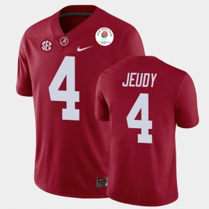 Men's Alabama Crimson Tide #4 Jerry Jeudy Crimson College Football 2021 Rose Bowl Jersey 880203-744