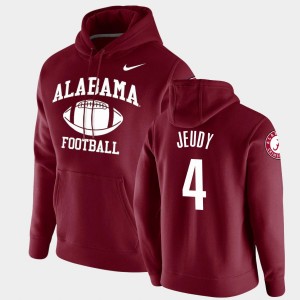 Men's Alabama Crimson Tide #4 Jerry Jeudy Crimson Pullover Retro Football Hoodie 803527-664
