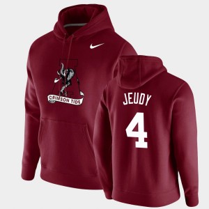 Men's Alabama Crimson Tide #4 Jerry Jeudy Crimson Pullover Vintage School Logo Hoodie 910088-508