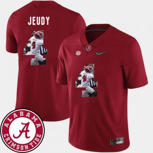 Men's Alabama Crimson Tide #4 Jerry Jeudy Crimson Football Pictorial Fashion Jersey 343866-656