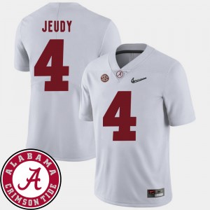Men's Alabama Crimson Tide #4 Jerry Jeudy White 2018 SEC Patch College Football Jersey 999399-254