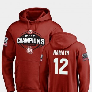 Men's Alabama Crimson Tide #12 Joe Namath Crimson Football 2018 SEC West Division Champions Hoodie 779941-499