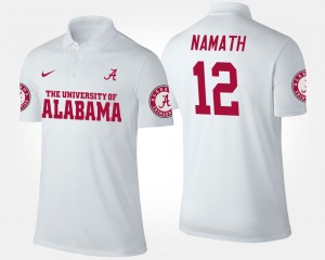 Men's Alabama Crimson Tide #12 Joe Namath White Name and Number Polo 340261-461