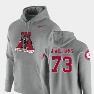 Men's Alabama Crimson Tide #73 Jonah Williams Heathered Gray Pullover Vault Logo Club Hoodie 356617-426