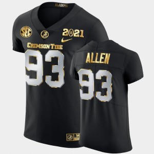 Men's Alabama Crimson Tide #93 Jonathan Allen Black Golden Edition 2021 National Championship Jersey 738831-457
