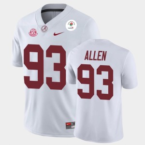 Men's Alabama Crimson Tide #93 Jonathan Allen White Champions 2021 Rose Bowl Jersey 303165-929