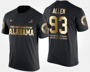 Men's Alabama Crimson Tide #93 Jonathan Allen Black Short Sleeve With Message Gold Limited T-Shirt 163424-477