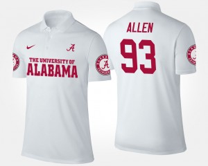 Men's Alabama Crimson Tide #93 Jonathan Allen White Name and Number Polo 342730-213