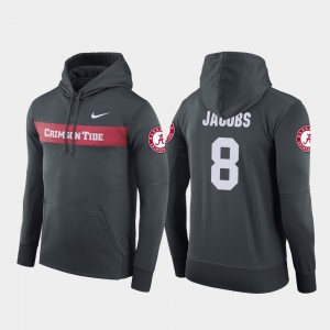 Men's Alabama Crimson Tide #8 Josh Jacobs Anthracite Football Performance Sideline Seismic Hoodie 576351-103