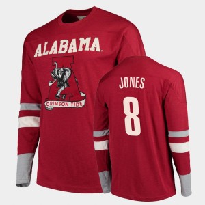 Men's Alabama Crimson Tide #8 Julio Jones Crimson Football Long Sleeve Old School T-Shirt 889326-332