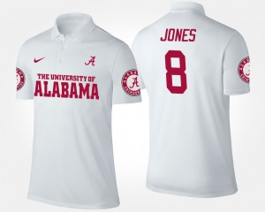 Men's Alabama Crimson Tide #8 Julio Jones White Name and Number Polo 484155-630