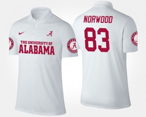 Men's Alabama Crimson Tide #83 Kevin Norwood White Name and Number Polo 737326-523