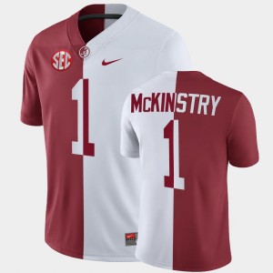 Men's Alabama Crimson Tide #1 Kool-Aid McKinstry White Crimson Split Jersey 527356-910