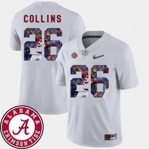Men's Alabama Crimson Tide #26 Landon Collins White Football Pictorial Fashion Jersey 347525-392