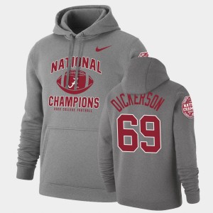 Men's Alabama Crimson Tide #69 Landon Dickerson Heathered Gray Retro Pullover 2020 National Champions Hoodie 198878-988
