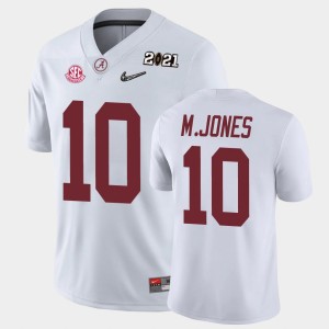 Men's Alabama Crimson Tide #10 Mac Jones White 2021 National Championship Jersey 786079-485