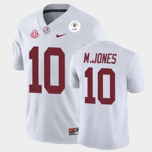 Men's Alabama Crimson Tide #10 Mac Jones White Champions 2021 Rose Bowl Jersey 475791-326