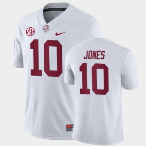 Men's Alabama Crimson Tide #10 Mac Jones White Away Game College Football Jersey 747499-825