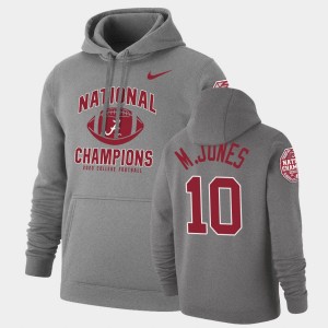 Men's Alabama Crimson Tide #10 Mac Jones Heathered Gray Retro Pullover 2020 National Champions Hoodie 529013-525